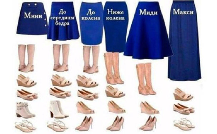 Как правильно сочетать юбки с обувью